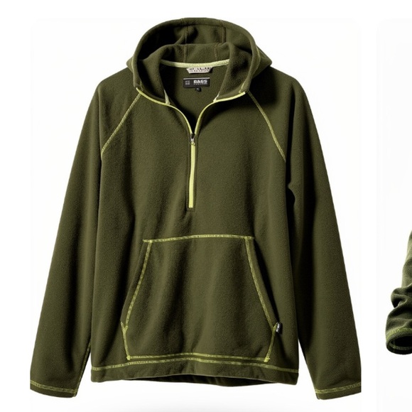 nwt-Bass Mens 
1/2 Zip Front pocket 
LongSleeve Hoodie 
Adjustable Toggle waist - Picture 2 of 10